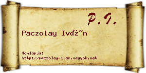 Paczolay Iván névjegykártya